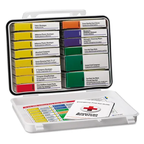 Ansi-Compliant First Aid Kit, 103 Pieces, Plastic Case Questions & Answers