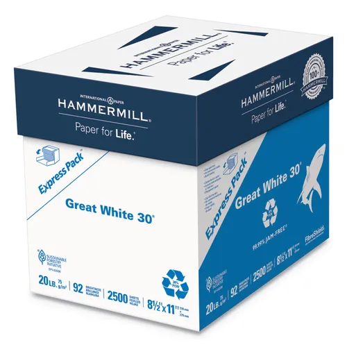 Great White 30 Recycled Print Paper, 92 Bright, 20 lb, 8.5 x 11, White, 2,500 Sheets/Carton Questions & Answers