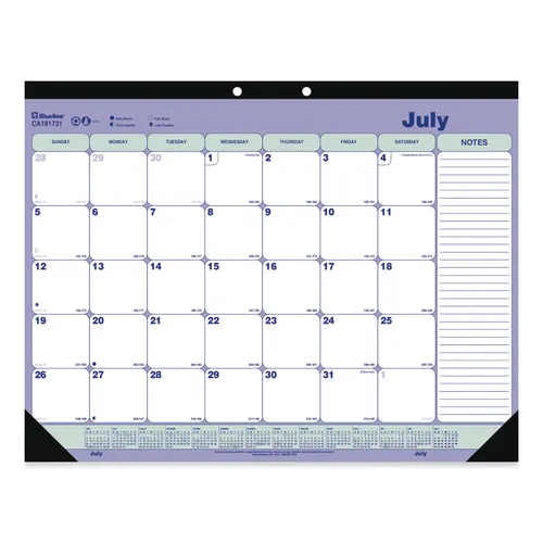 Academic 13-Month Desk Pad Calendar, 21.25 x 16, White/Blue/Green Sheets, Black Headband, 13-Month (July to July): 2024-2025 Questions & Answers