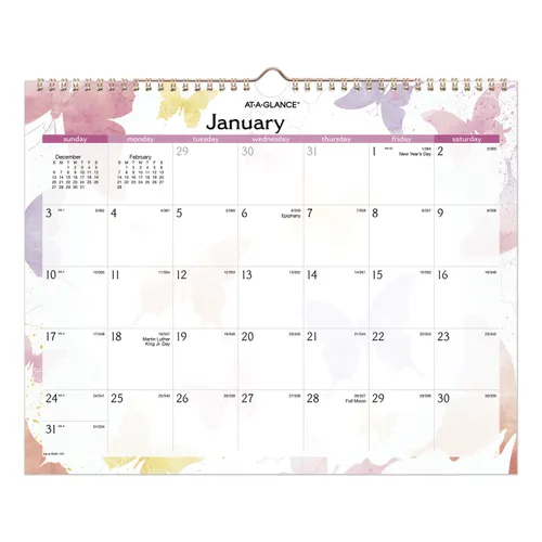 Watercolors Recycled Monthly Wall Calendar, Butterflies Artwork, 15 x 12, White/Multicolor Sheets, 12-Month (Jan-Dec): 2025 Questions & Answers