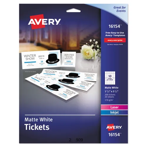 Printable Tickets w/Tear-Away Stubs, 97 Bright, 65 lb Cover Weight, 8.5 x 11, White, 10 Tickets/Sheet, 20 Sheets/Pack Questions & Answers