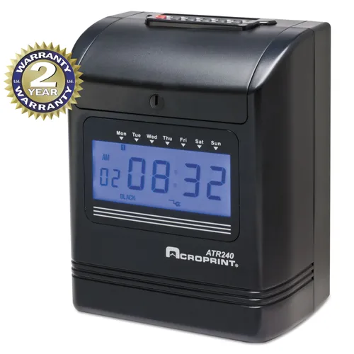 Atr240 Top Loading Time Clock, Black/red Ink, 8 X 6 X 10, Black Questions & Answers