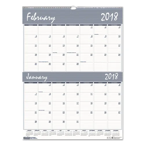 Recycled Two-Months-Per-Page Wirebound Wall Calendar, 20 X 26, 2018 Questions & Answers