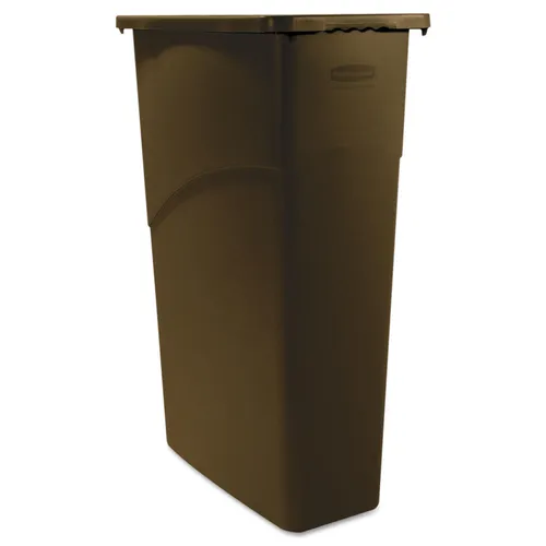 Slim Jim Waste Receptacle, Rectangular, Plastic, 23gal Questions & Answers