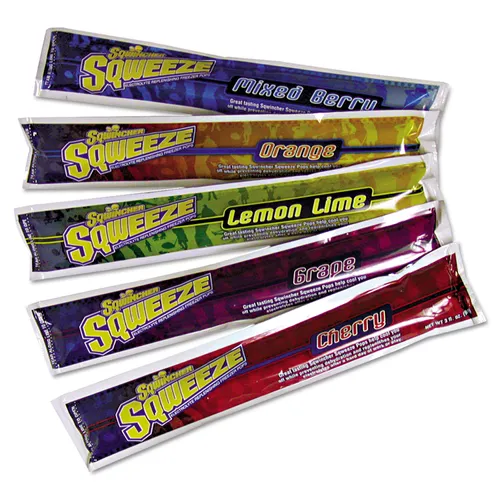 Sqweeze Freeze Pops, Assorted Flavors, 3 oz Packets, 150/Carton Questions & Answers