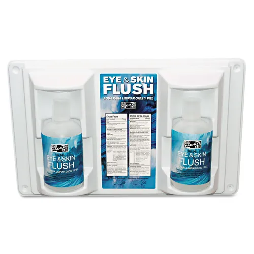 Twin Bottle Eye Flush Station,16 oz Bottles, 2 Bottles/Station Questions & Answers