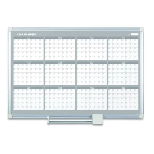 Magnetic Dry Erase Calendar Board, 12-Month, 48 x 36, White Surface, Silver Aluminum Frame Questions & Answers