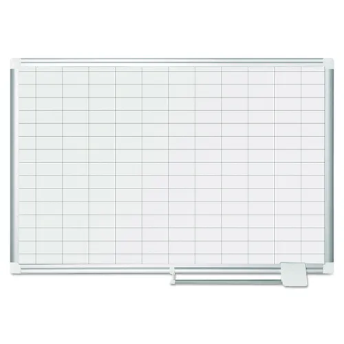 Gridded Magnetic Steel Dry Erase Project Planning Board, 1" x 2" Cells, 36" x 24", White Surface, Satin Aluminum Frame Questions & Answers