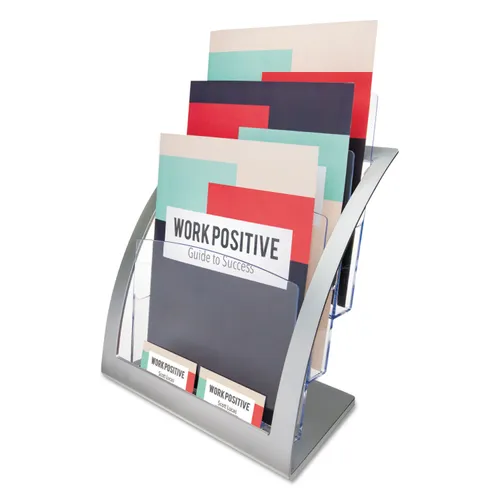 3-Tier Literature Holder, Leaflet Size, 11.25w x 6.94d x 13.31h, Silver Questions & Answers