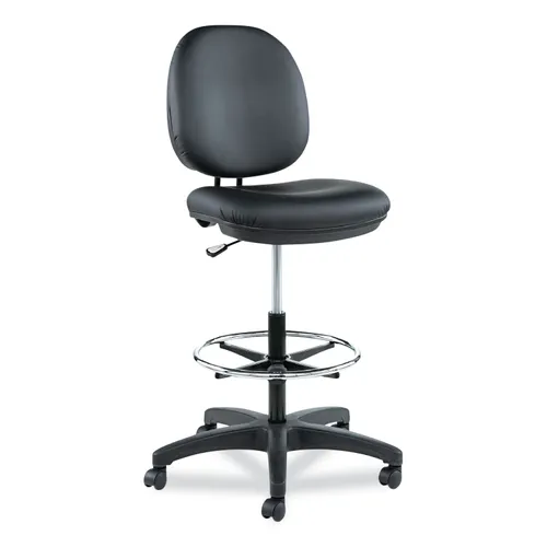 Alera Interval Series Swivel Task Stool, Supports Up to 275 lb, 23.93" to 34.53" Seat Height, Black Faux Leather Questions & Answers