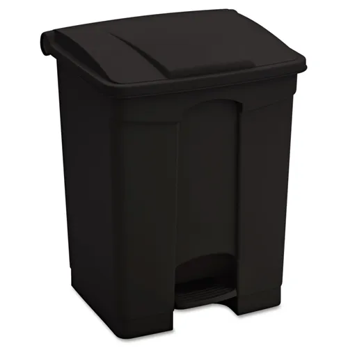 Large Capacity Plastic Step-On Receptacle, 17 gal, Plastic, Black Questions & Answers