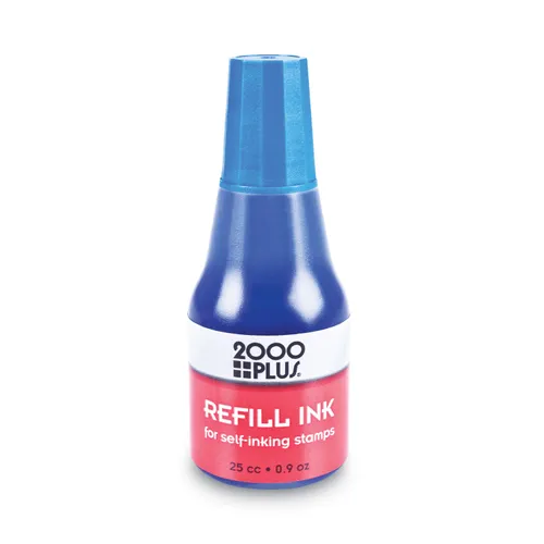 Self-Inking Refill Ink, 0.9 oz. Bottle, Blue Questions & Answers