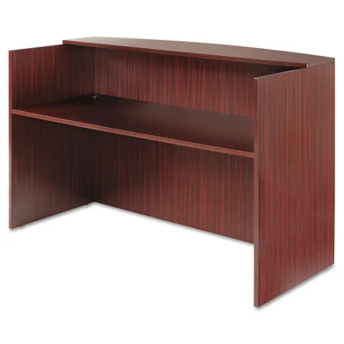 Alera Valencia Series Reception Desk with Transaction Counter, 71" x 35.5" x 29.5" to 42.5", Mahogany Questions & Answers