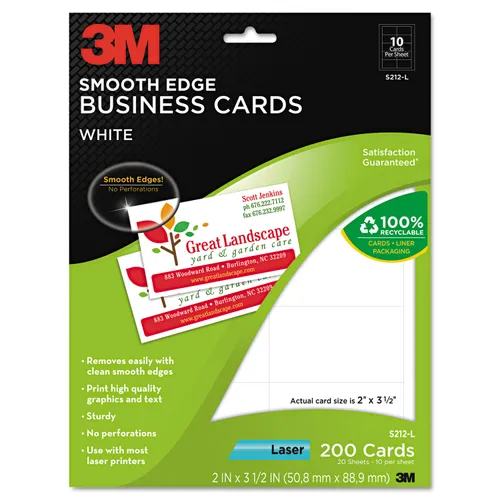 Smooth Edge Business Cards, Laser, 2 X 3 1/2, White, 200/pk Questions & Answers