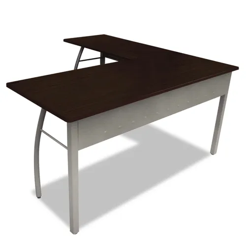 Trento Line L-Shaped Desk, 59.13" x 59.13" x 29.5", Mocha/Gray Questions & Answers