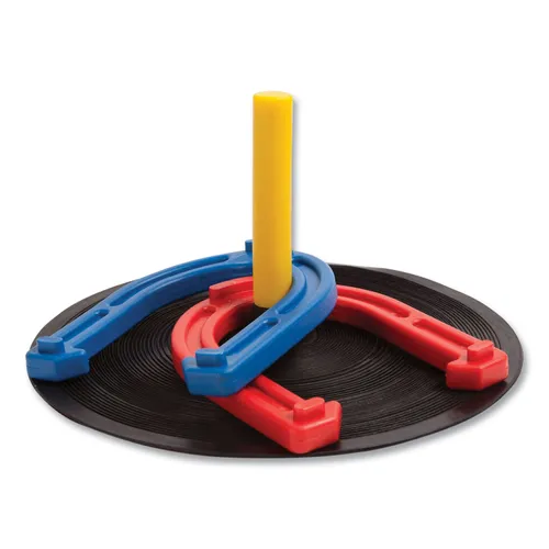 Indoor/Outdoor Rubber Horseshoe Set, 4 Rubber Horseshoes, 2 Rubber Mats, 2 Plastic Dowels Questions & Answers