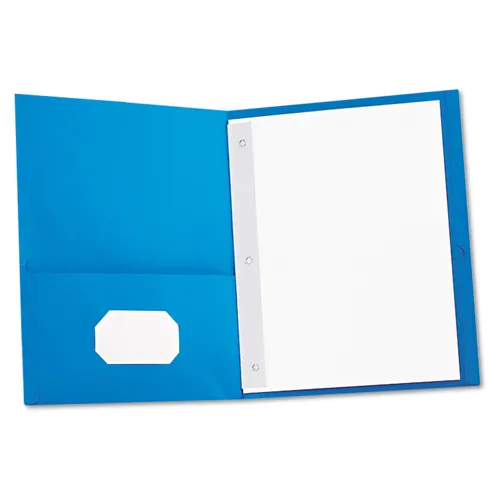 Two-Pocket Portfolios with Tang Fasteners, 0.5" Capacity, 11 x 8.5, Light Blue, 25/Box Questions & Answers