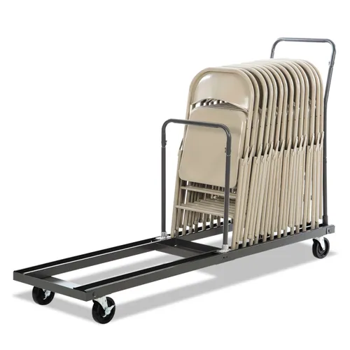 Chair/Table Cart, Metal, 600 lb Capacity, 20.86" x 50.78" to 72.04" x 43.3", Black Questions & Answers