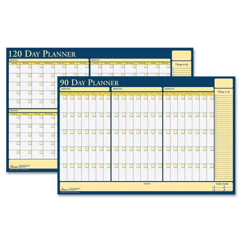 7520012074059, SKILCRAFT 90-Day/120-Day Reversible/Erasable Flexible Planner, 36 x 24, White/Yellow/Blue Sheets, Undated Questions & Answers