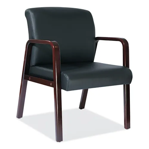 Alera Reception Lounge WL Series Guest Chair, 24.21" x 24.8" x 32.67", Black Seat, Black Back, Mahogany Base Questions & Answers