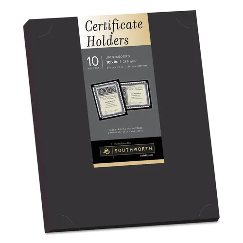 Certificate Holder, Black, 105lb Linen Stock, 12 x 9.5, 10/Pack Questions & Answers