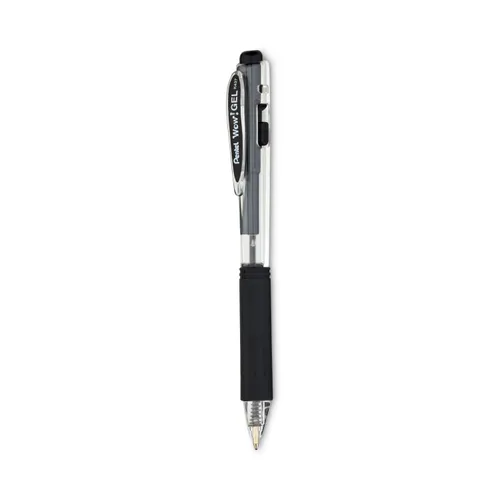 WOW! Gel Pen, Retractable, Medium 0.7 mm, Black Ink, Clear/Black Barrel, Dozen Questions & Answers