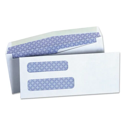 Double Window Business Envelope, #8 5/8, Commercial Flap, Gummed Closure, 3.63 x 8.63, White, 500/Box Questions & Answers