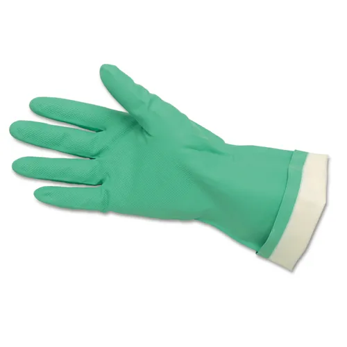 Flock-Lined Nitrile Gloves, One Size, Green, 12 Pairs Questions & Answers