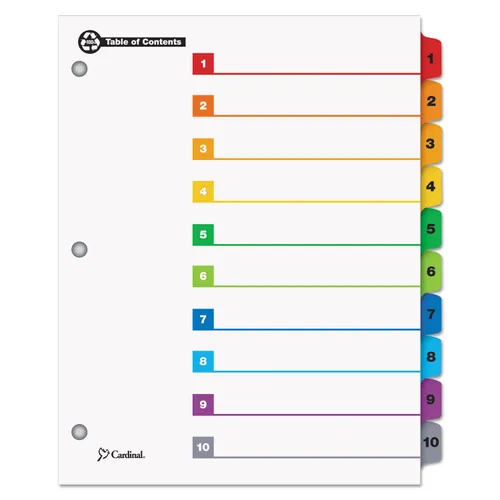 OneStep 100% Recycled Printable Table of Contents Dividers, 10-Tab, 1 to 10, 11 x 8.5, White, 1 Set Questions & Answers