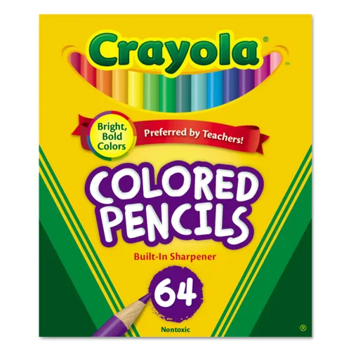 Short Colored Pencils Hinged Top Box with Built-in Pencil Sharpener, 3.3 mm, 2B, Assorted Lead and Barrel Colors, 64/Pack Questions & Answers