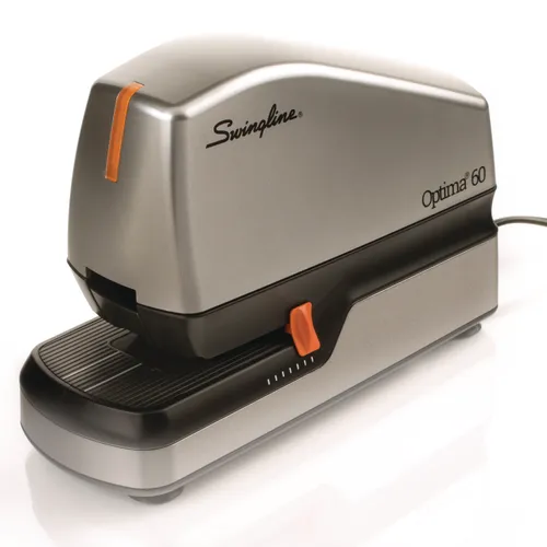 Optima 60 Electric Stapler, 60-Sheet Capacity, Silver/Black/Orange Questions & Answers