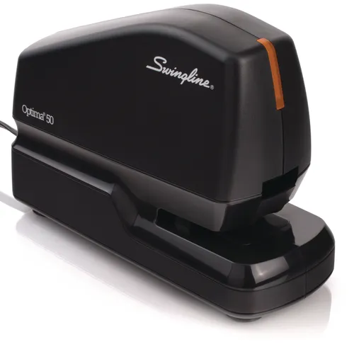 Optima 50 Electric Stapler, 50-Sheet Capacity, Black/Orange Questions & Answers