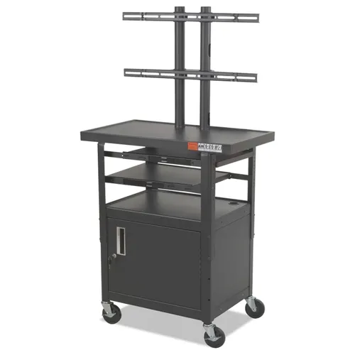 Height-Adjustable TV Cart, Four-Shelf, 24w x 18d x 62h, Black (Box 1 of 2) Questions & Answers