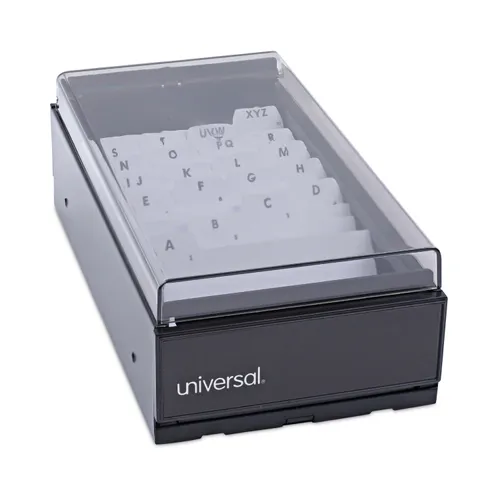 Business Card File, Holds 600 2 x 3.5 Cards, 4.25 x 8.25 x 2.5, Metal/Plastic, Black Questions & Answers