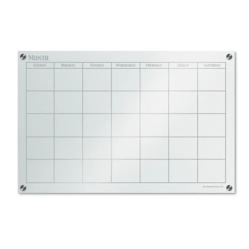 Glassx Frosted Glass Dry Erase Board With Monthly Planner, 35 X 23, Unframed Questions & Answers