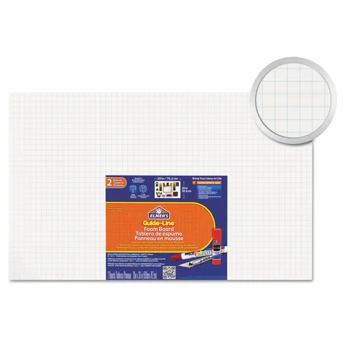 Grid-Lined Foam Display Board, Paper-Laminated Polystyrene, 30 x 20, White Surface and Core, 2/Pack Questions & Answers