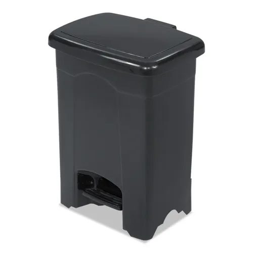 Plastic Step-On Receptacle, 4 gal, Plastic, Black Questions & Answers