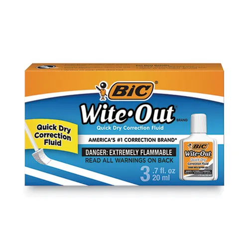 Wite-Out Quick Dry Correction Fluid, 20 mL Bottle, White, 3/Pack Questions & Answers