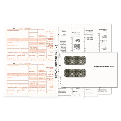 1099-MISC Tax Form Kits, 8 x 5 1/2, 5-Part, Inkjet/Laser, 24 1099s & 1 1096 Questions & Answers