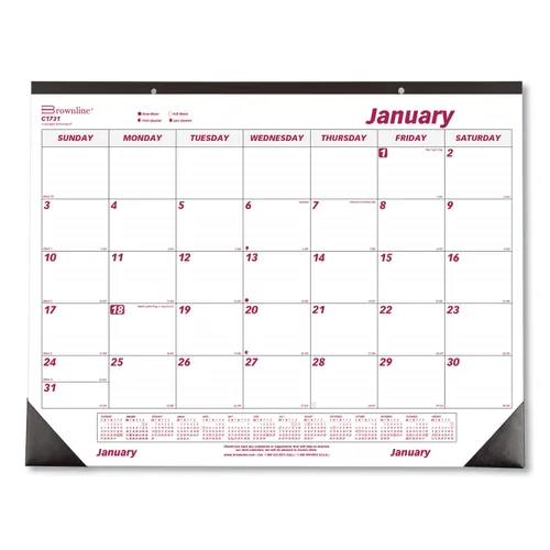 Monthly Desk Pad Calendar, 22 x 17, White/Burgundy Sheets, Black Binding, Black Corners, 12-Month (Jan to Dec): 2025 Questions & Answers