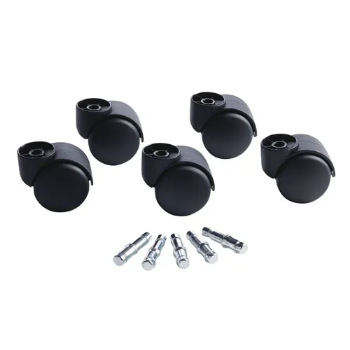 Deluxe Futura Flush-Mount Hard-Wheel Casters, 0.44" x 0.88" Grip Ring Type B Stems, 2.19" Nylon Wheels, Matte Black, 5/Set Questions & Answers