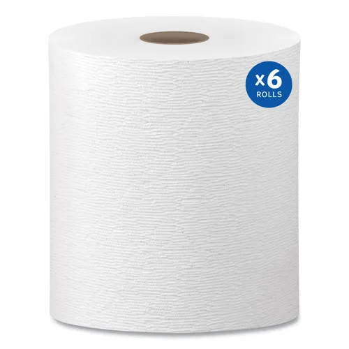 Hard Roll Paper Towels with Premium Absorbency Pockets, 1-Ply, 8" x 600 ft, 1.75" Core, White, 6 Rolls/Carton Questions & Answers