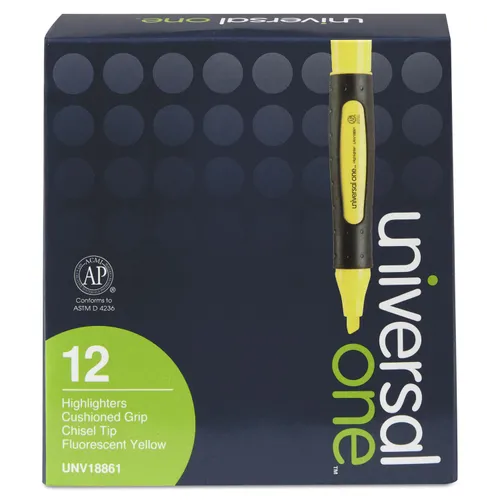 DELUXE DESK HIGHLIGHTERS WITH COMFORT GRIP, CHISEL TIP, FLUORESCENT YELLOW, DOZEN Questions & Answers