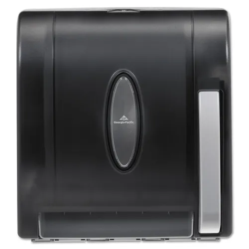 Hygienic Push-Paddle Roll Towel Dispenser, 10.5 x 12.75 x 14.25, Translucent Smoke Questions & Answers