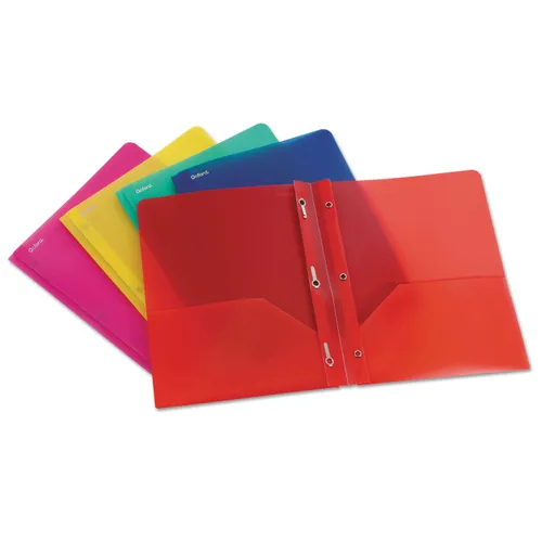 Two-Pocket Portfolio, Tang Fastener, 0.5" Capacity, 11 x 8.5, Assorted Colors, 25/Box Questions & Answers