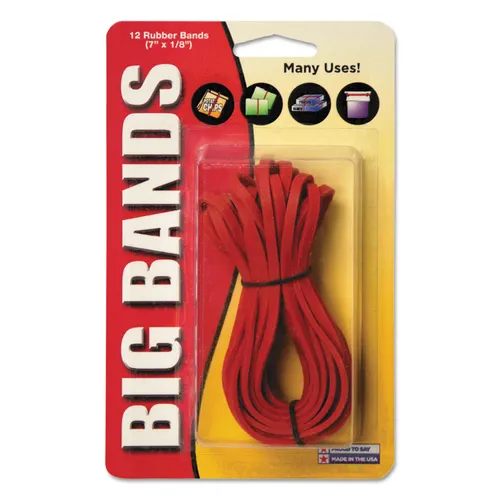 Big Bands Rubber Bands, Size 117B, 0.06" Gauge, Red, 12/Pack Questions & Answers