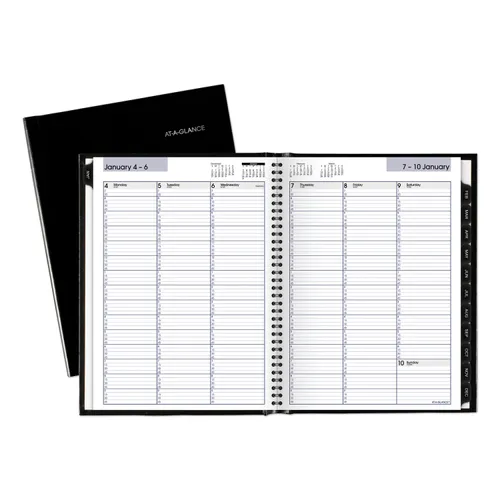 DayMinder Hardcover Weekly Vertical-Column Format Appointment Book, 11 x 8, Black Cover, 12-Month (Jan to Dec): 2025 Questions & Answers