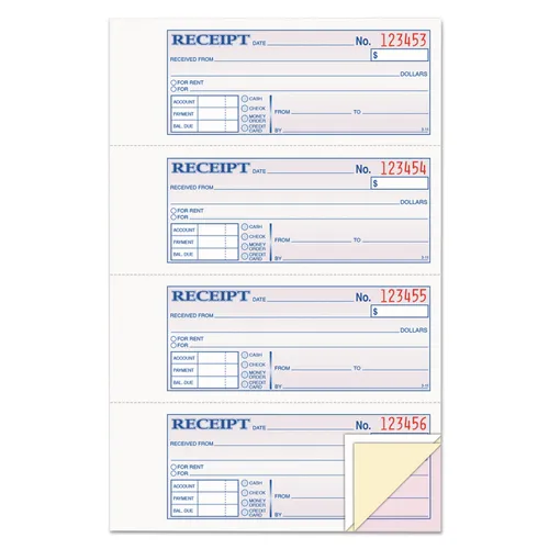 where can I purchase the three part money/reent receipt books with consecutive numbering from book to book?