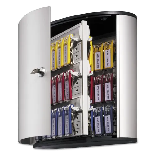 Locking Key Cabinet, 54-Key, Brushed Aluminum, Silver, 11.75 x 4.63 x 11 Questions & Answers