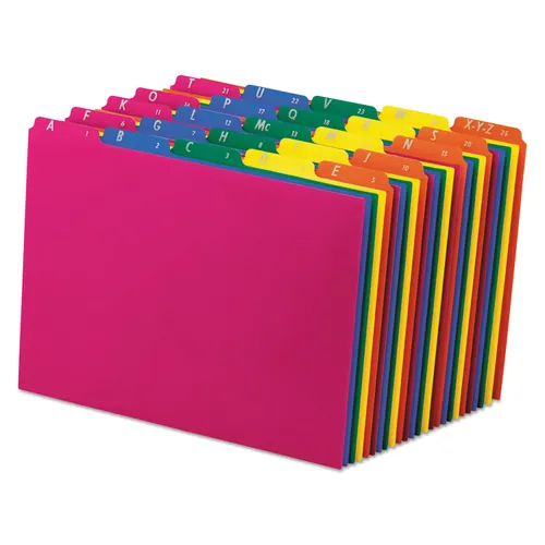 Poly Top Tab File Guides, 1/5-Cut Top Tab, A to Z, 8.5 x 11, Assorted Colors, 25/Set Questions & Answers